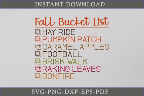 Fall Bucket List SVG Cut File