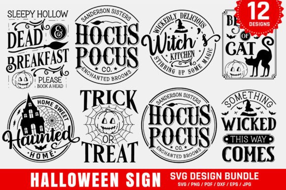 Vintage Halloween Sign SVG Bundle